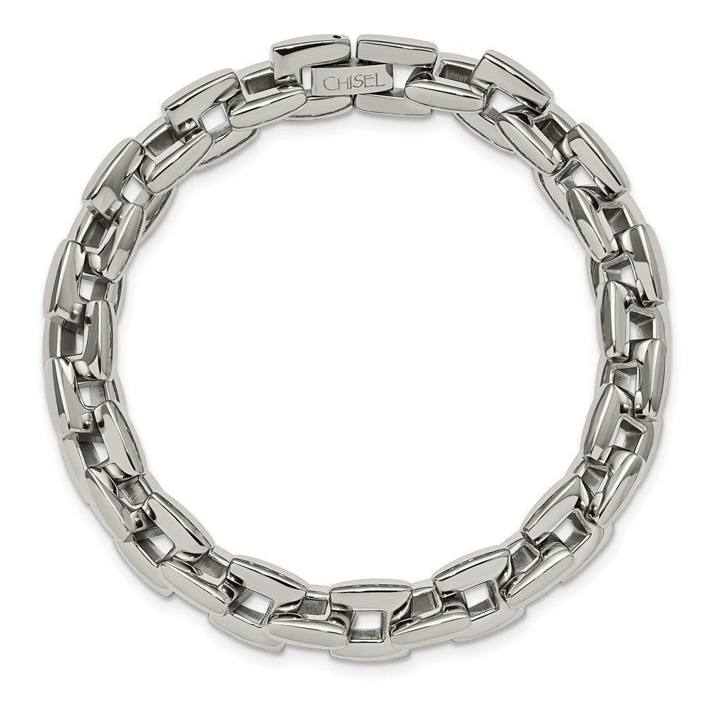Stainless Steel Polished 9in Square Link Bracelet 9 inches