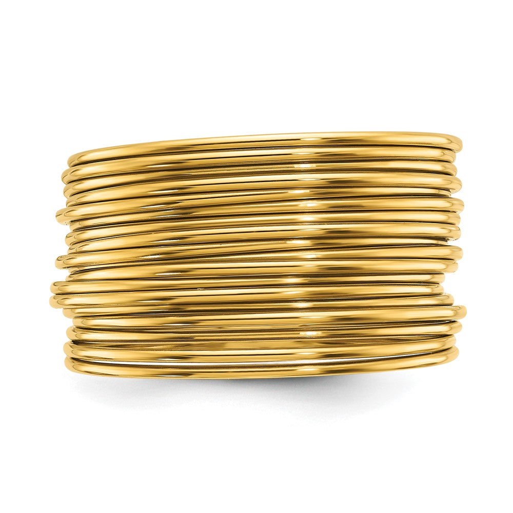Chisel Stainless Steel Polished Yellow IP-plated Multi-Wire Ring Size - 10