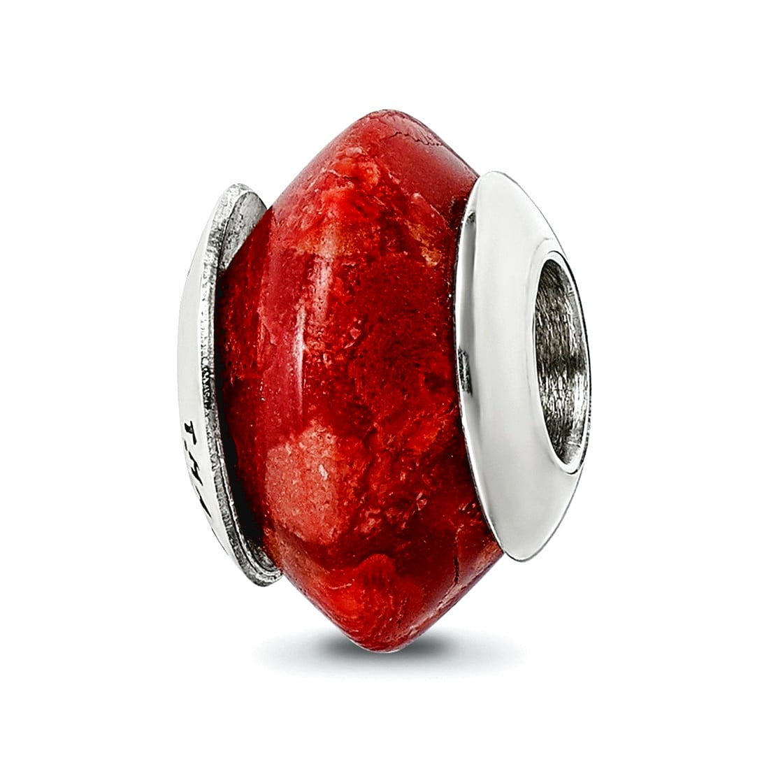 Sterling Silver Reflections Bamboo Coral Stone Bead