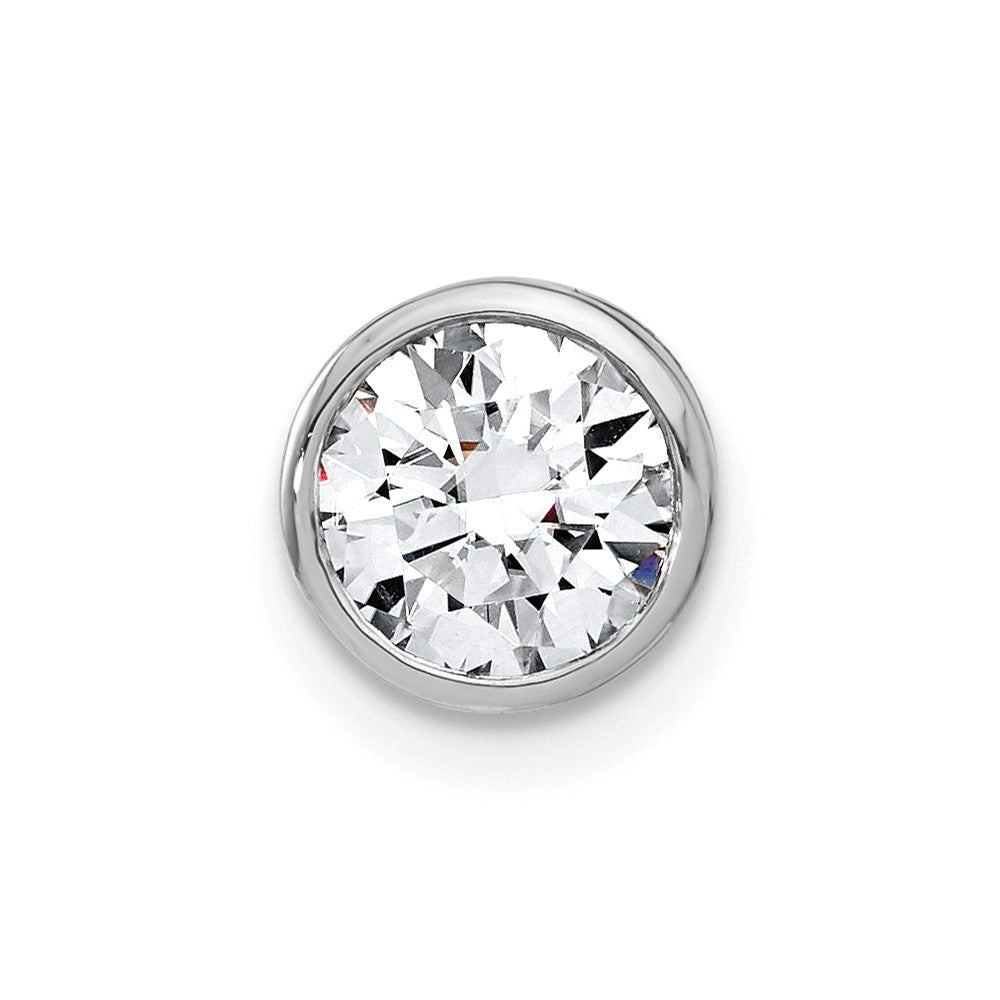 14k White Gold 1 carat Lab Grown Diamond VS/SI+ G+ Round Complete Bezel Chain Slide Pendant