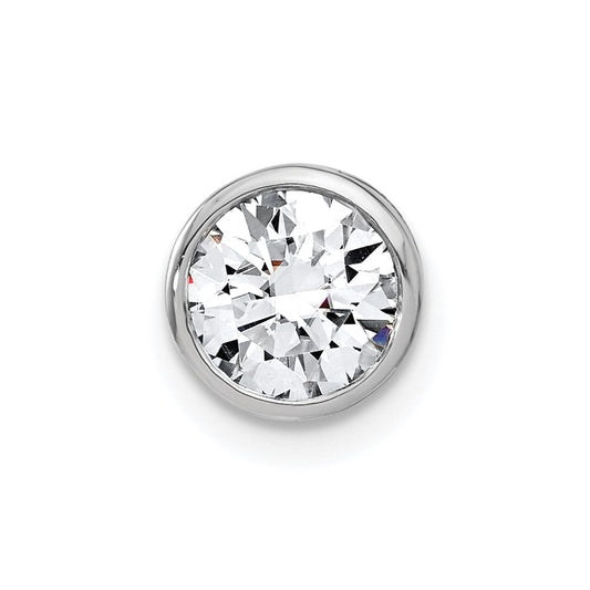 14k White Gold 1 carat Lab Grown Diamond VS/SI+ G+ Round Complete Bezel Chain Slide Pendant