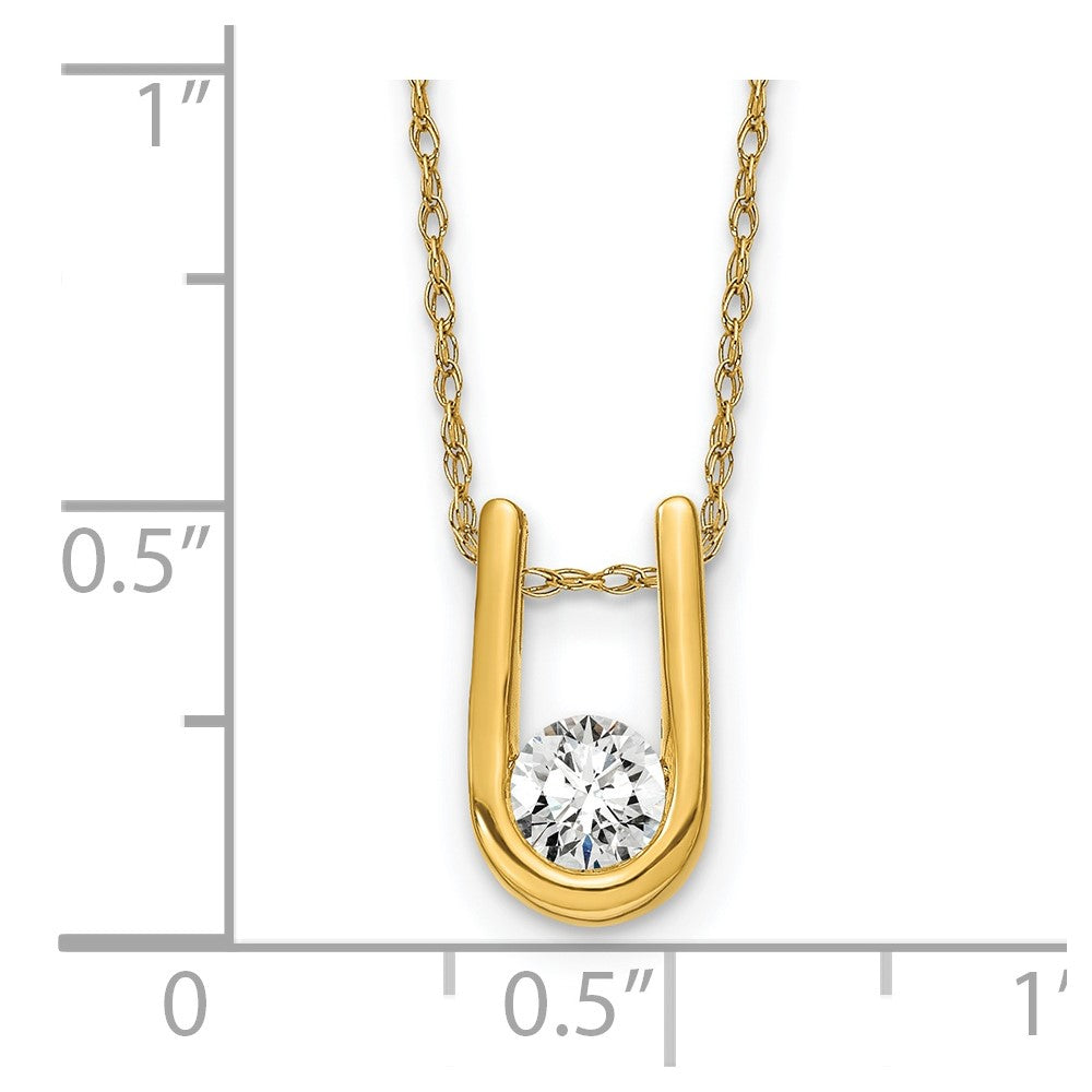 14k 1/3 carat Lab Grown Diamond VS/SI+ G+ 18 inch U-Shape Pendant Necklace