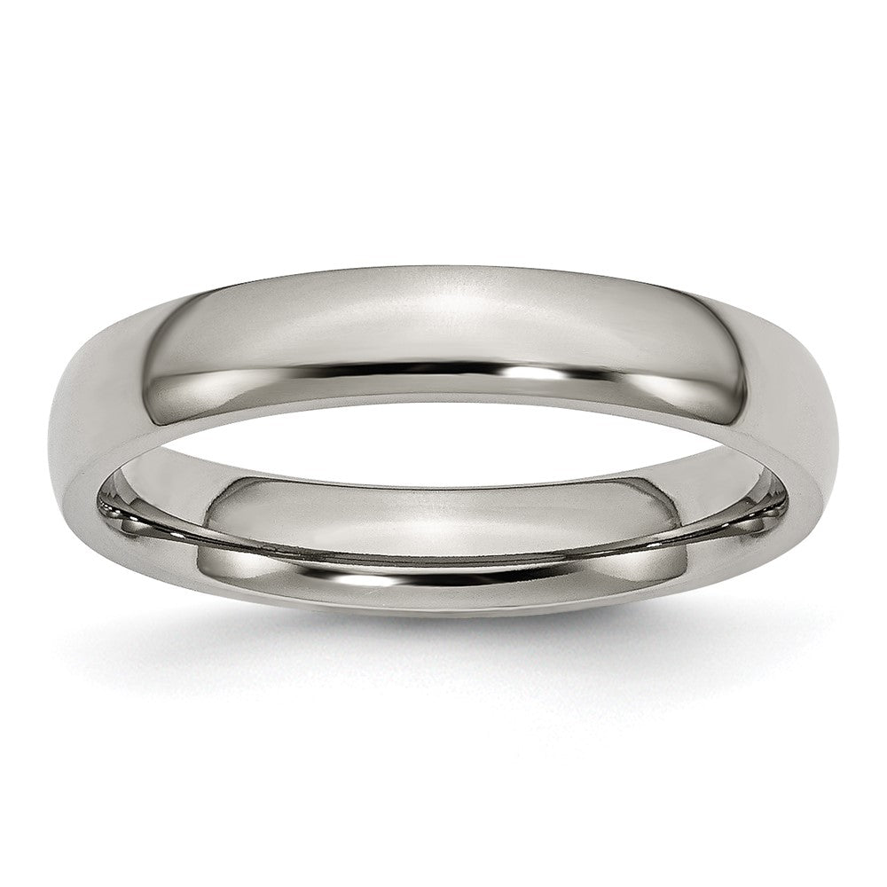 Titanium Polished 4mm Half Round Band Size - 10
