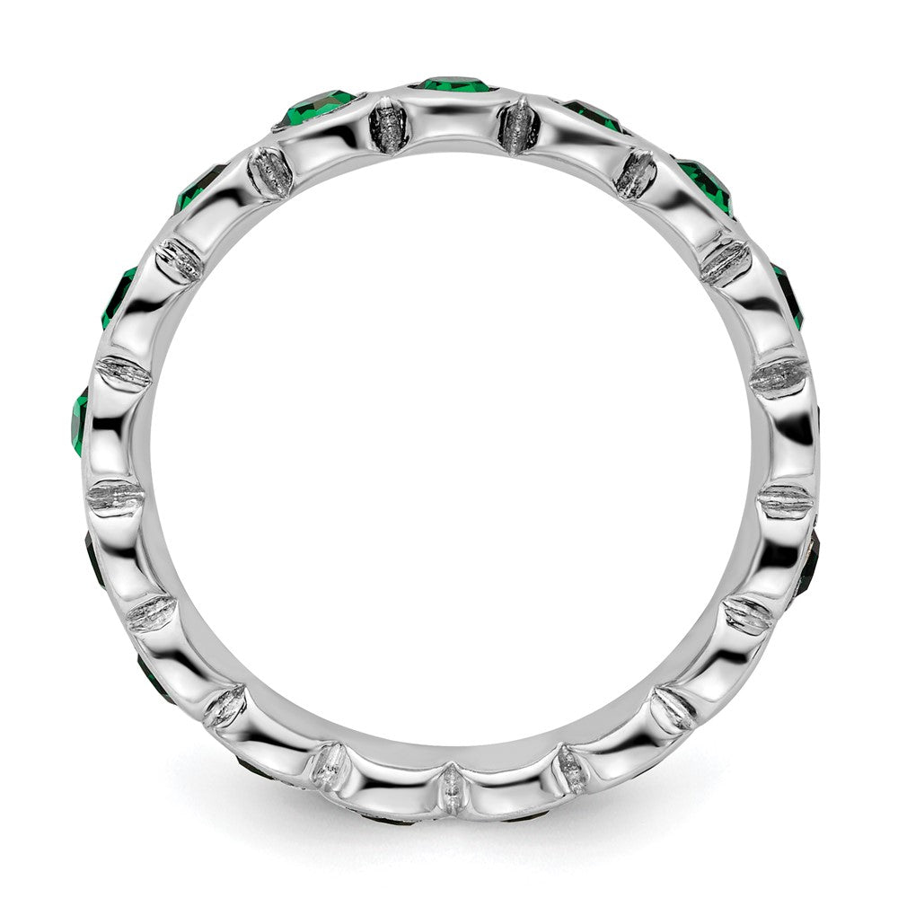Sterling Silver Stackable Expressions May Crystal Ring Size -5