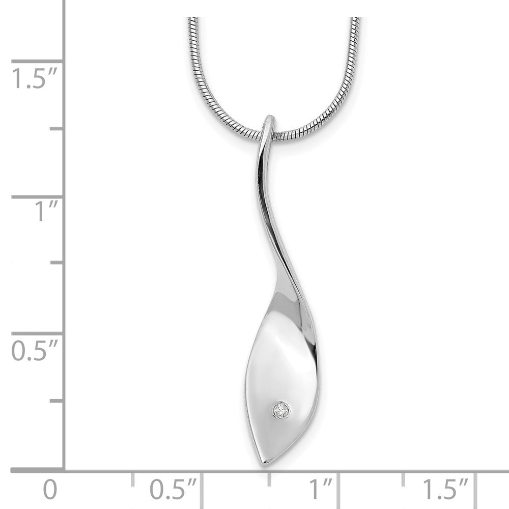 White Ice Sterling Silver Rhodium-plated 18 Inch Diamond Twisted Pendant Necklace with 2 Inch Extender 18 Inches