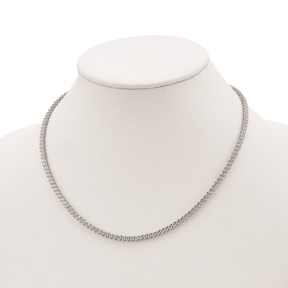 Sterling Shimmer Sterling Silver Rhodium-plated 18 inch 163 Stone CZ Riviera Necklace 18 Inches