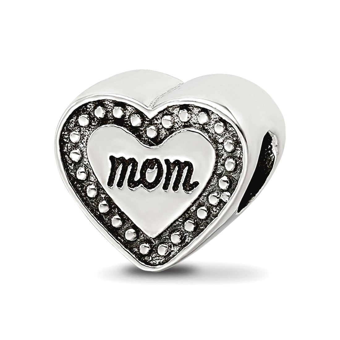 Sterling Silver Reflections Mom Heart Bead