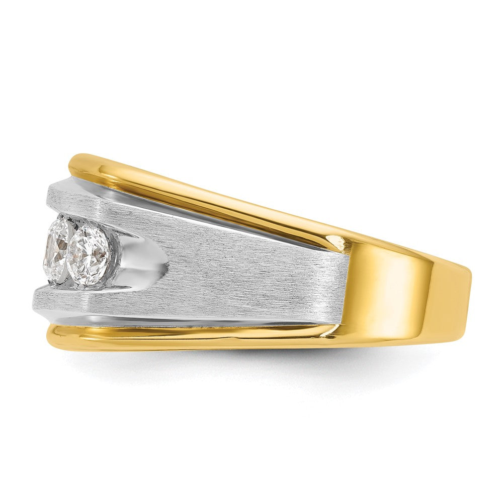 IBGoodman 14k Two-tone 1 carat Lab Grown Diamond VS/SI+ G+ Five Stone Complete Polished and Satin Men's Ring