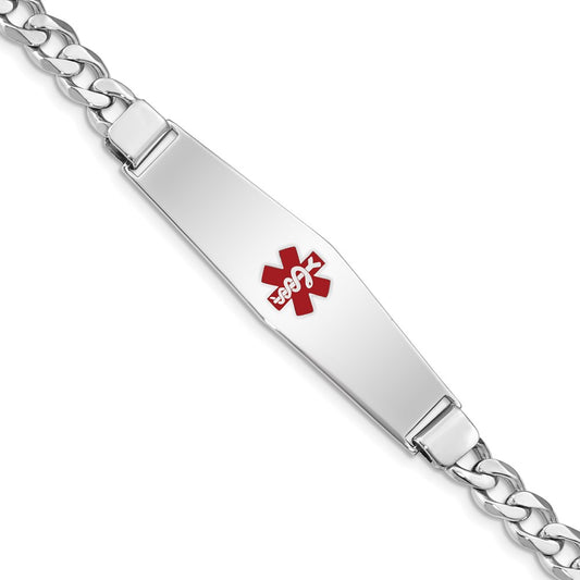 Sterling Silver Rhodium-plated Medical ID Curb Link Bracelet 8 inches