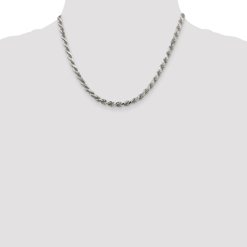 Sterling Silver 4.6mm Diamond-cut Rope Chain 18 Inches