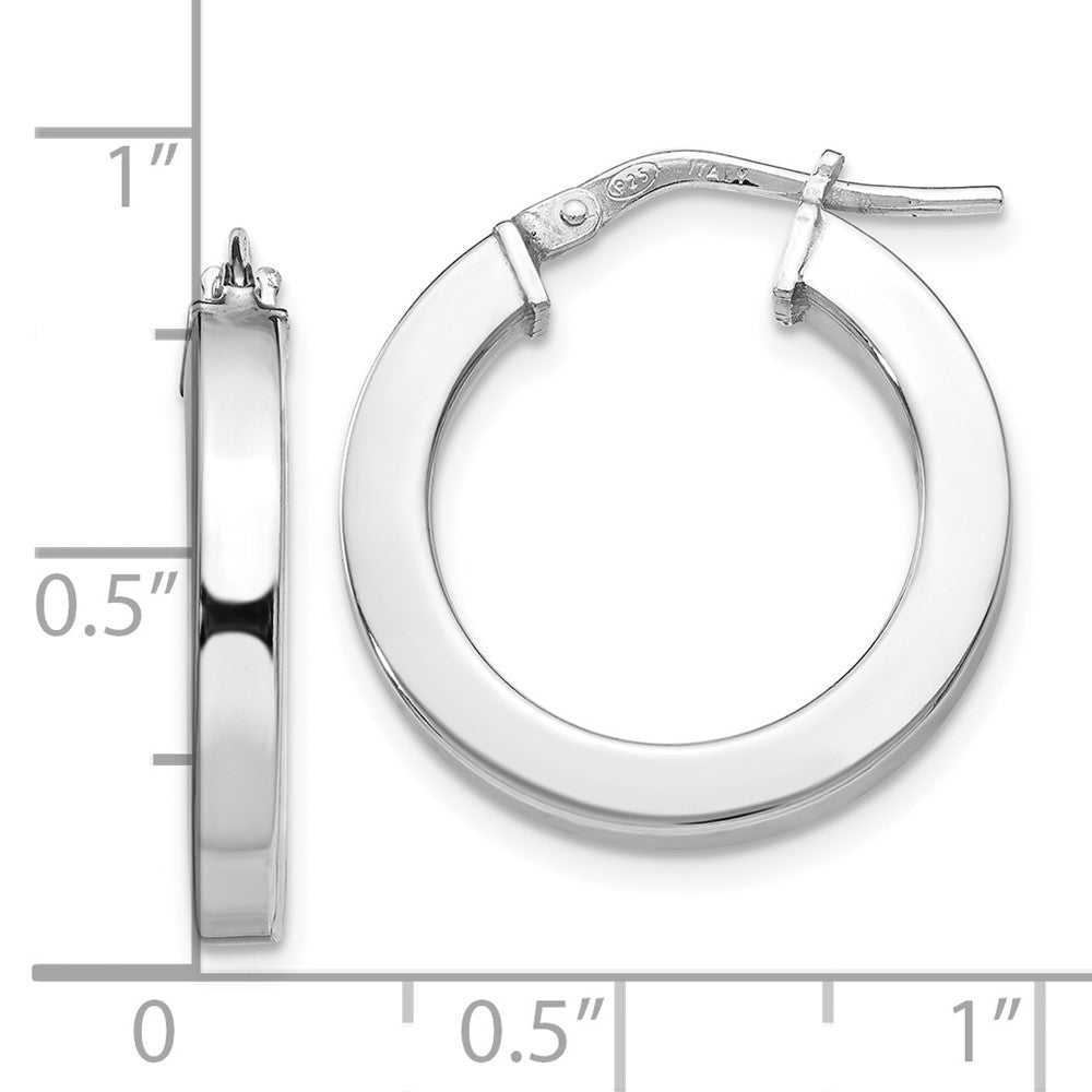 Sterling Silver RH-plated Polished Hoop Earrings