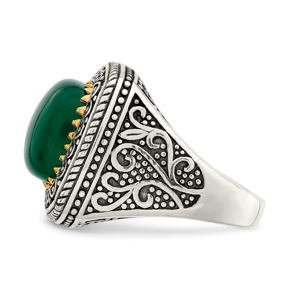 Sterling Silver w/14k Green Onyx Ring