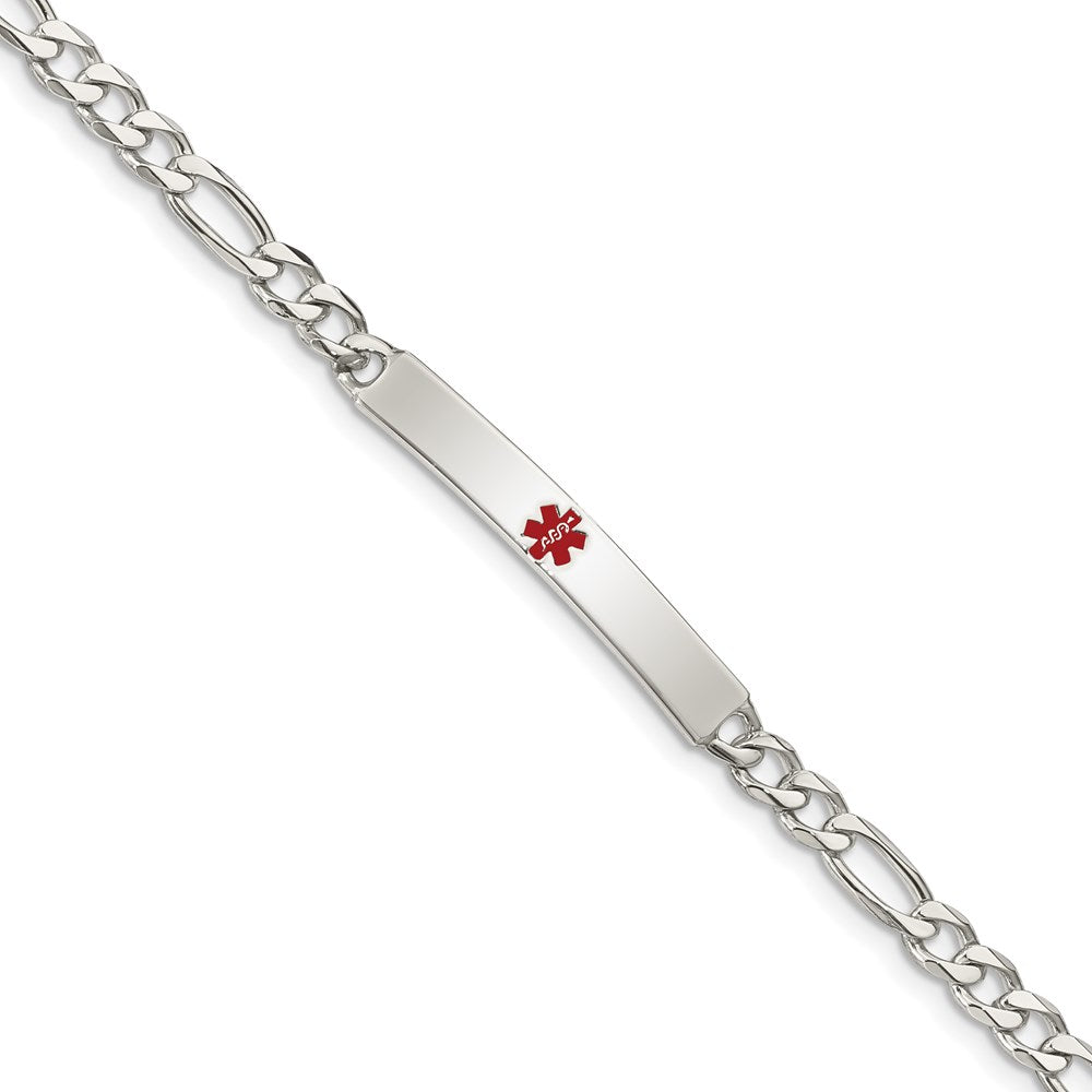 Sterling Silver Polished Medical Figaro Anchor Link ID Bracelet 7.5 inches