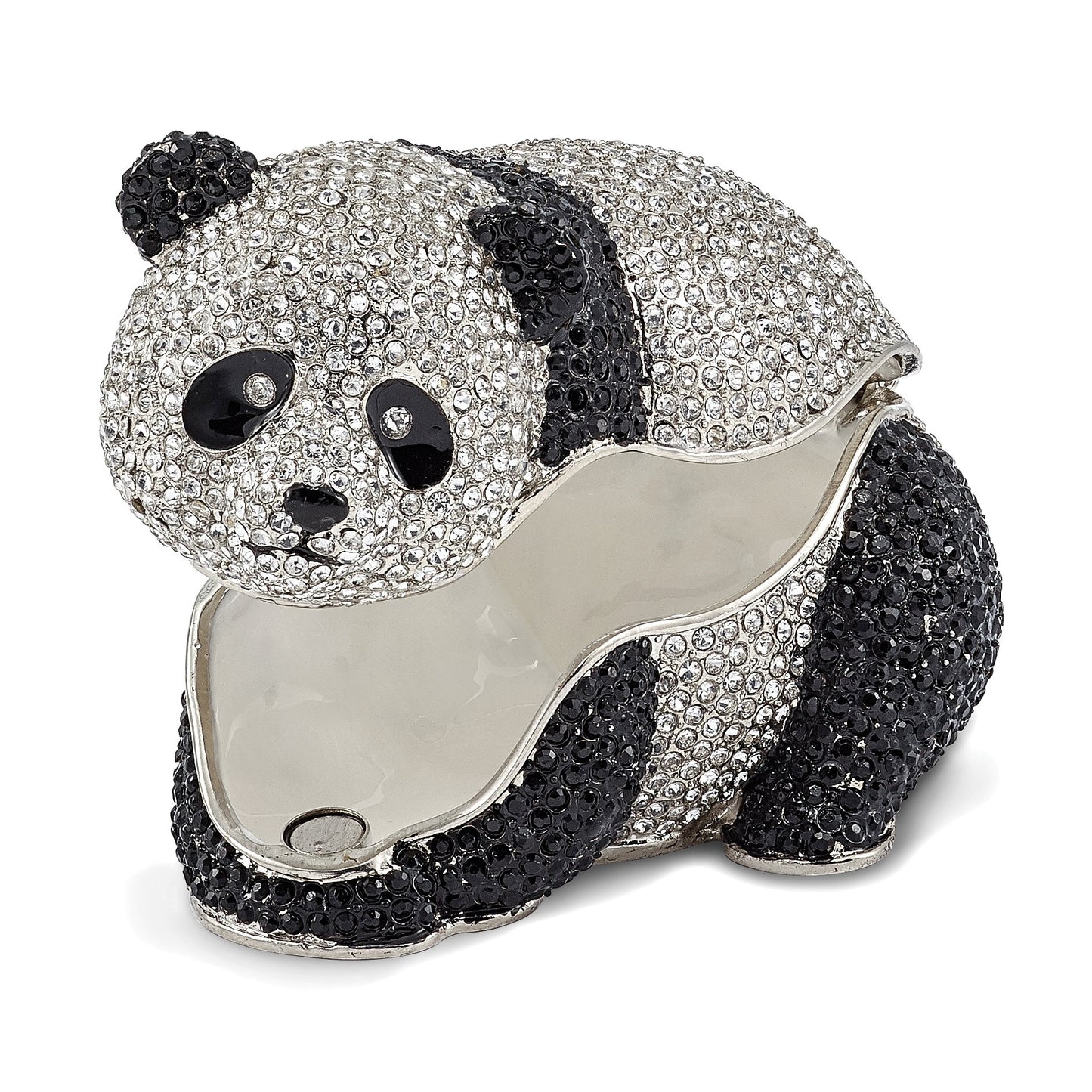 Bejeweled & Full Crystal Panda Bear Trinket Box with Charm Pendant