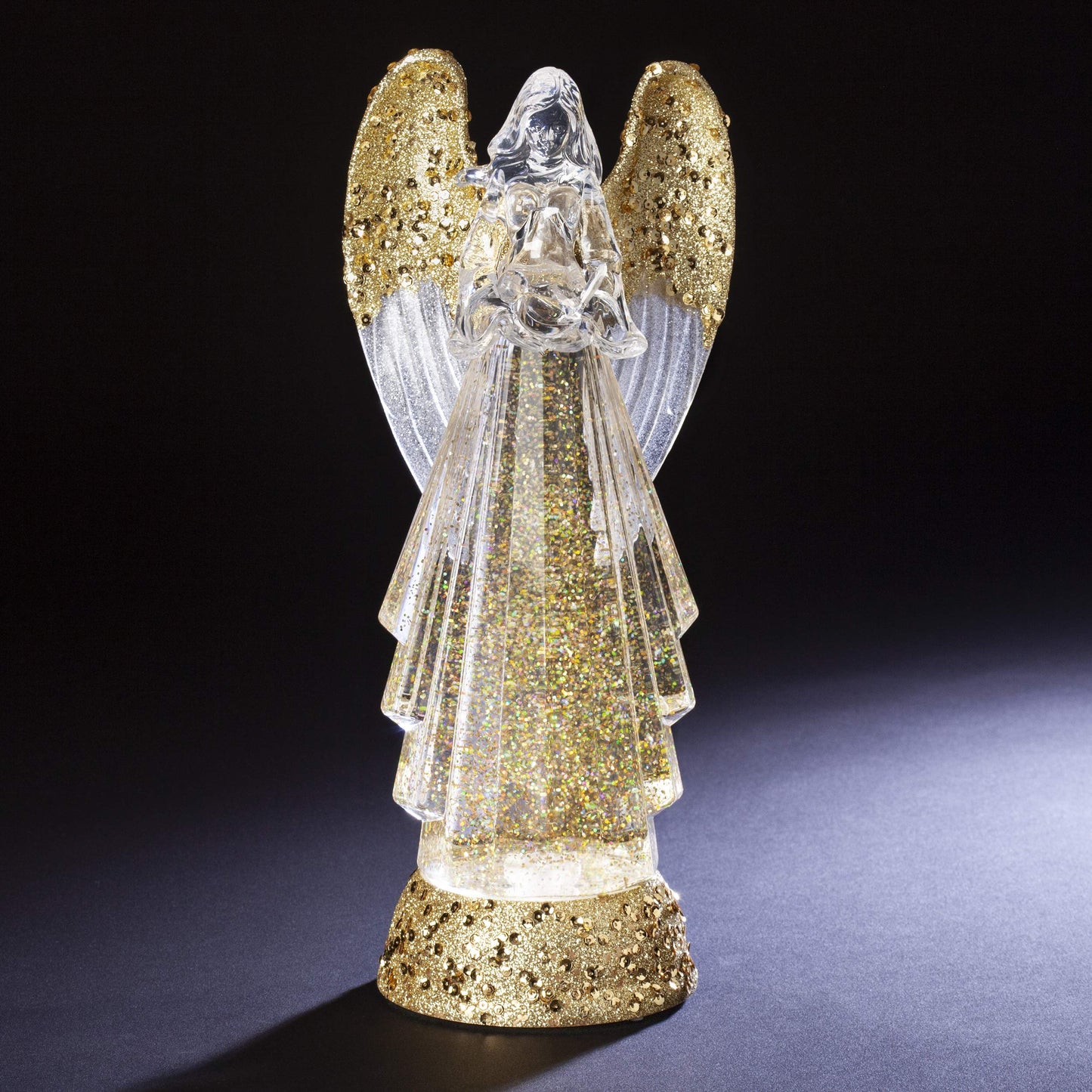 Roman 133404 Led Swirl Gold Angel with Bird, 12.5 inch