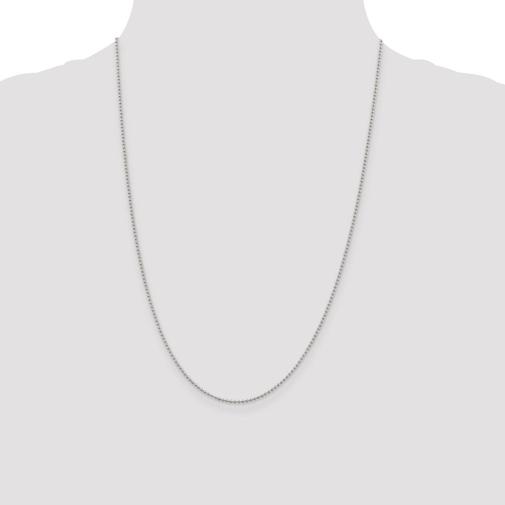 Sterling Silver 1.5mm Beaded Chain 24 Inches