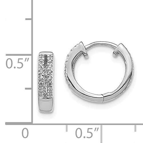 14k White Gold Diamond Hinged Round Hoop Earrings