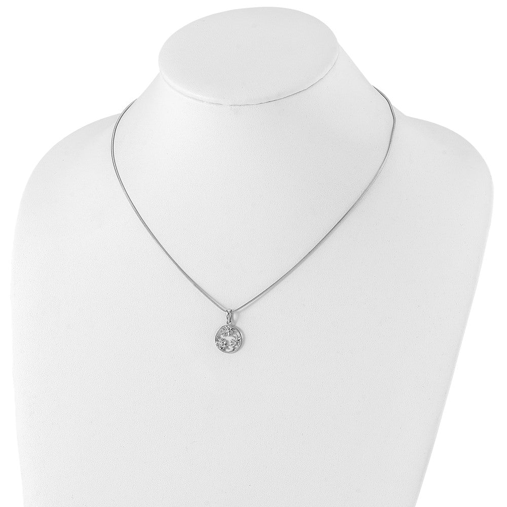 White Ice Sterling Silver Rhodium-plated 18 Inch Diamond Flower Necklace with 2 Inch Extender 18 Inches