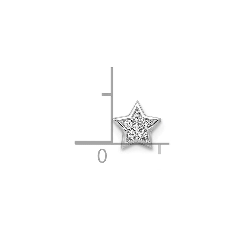 Silver Notes Sterling Silver Rhodium plated CZ Star Slide Charm