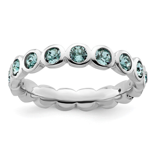 Sterling Silver Stackable Expressions December Crystal Ring Size -7