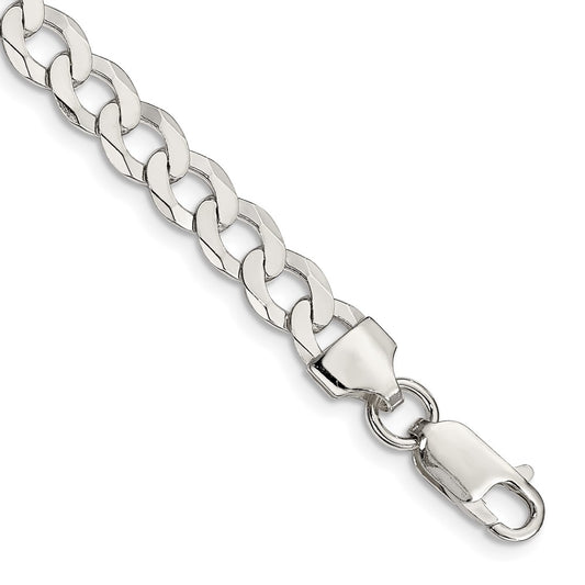 Sterling Silver 6.8mm Flat Curb Chain 7 inches