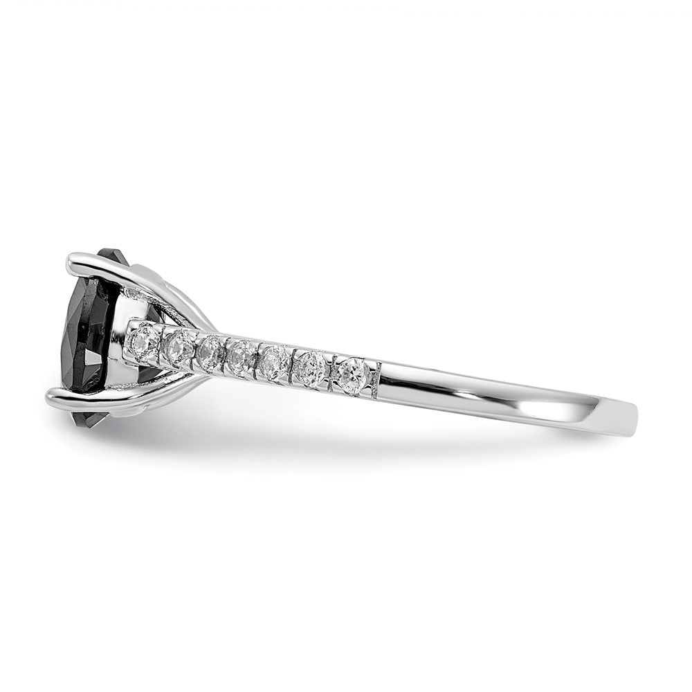 Cheryl M Sterling Silver Rhodium-plated Polished Black and White CZ Ring