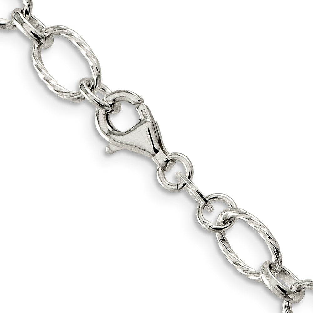 Sterling Silver 6.1mm Fancy Patterned Rolo Chain 18 Inches