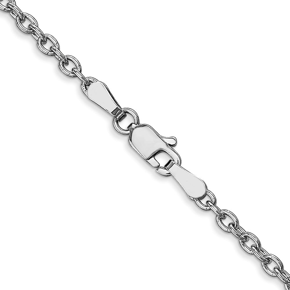 14K White Gold 22 inch 2.4mm Round Open Link Cable with Lobster Clasp Chain