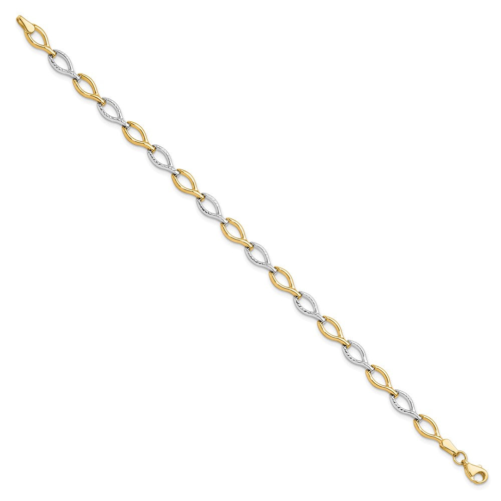 10K Two-tone Polished D/C Bracelet 7.5  inches