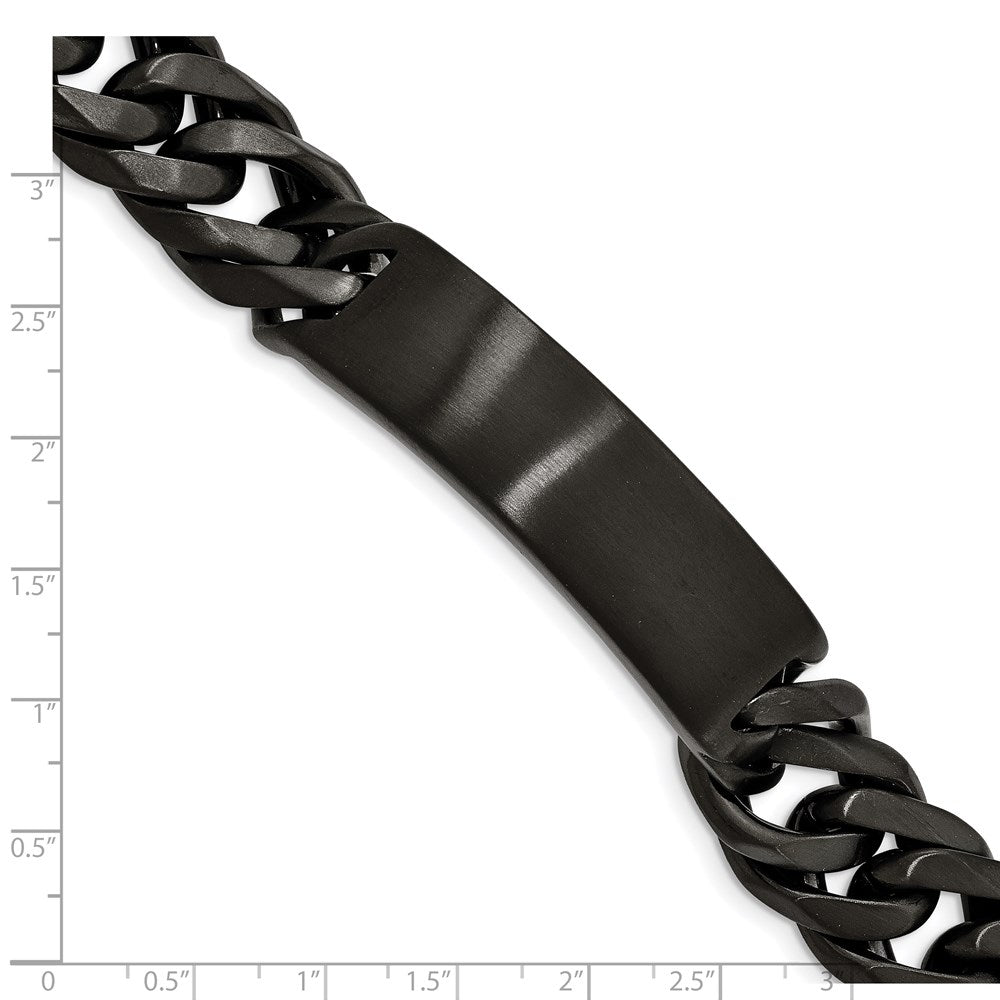 Stainless Steel Brushed Black IP-plated 9in ID Bracelet 9 inches