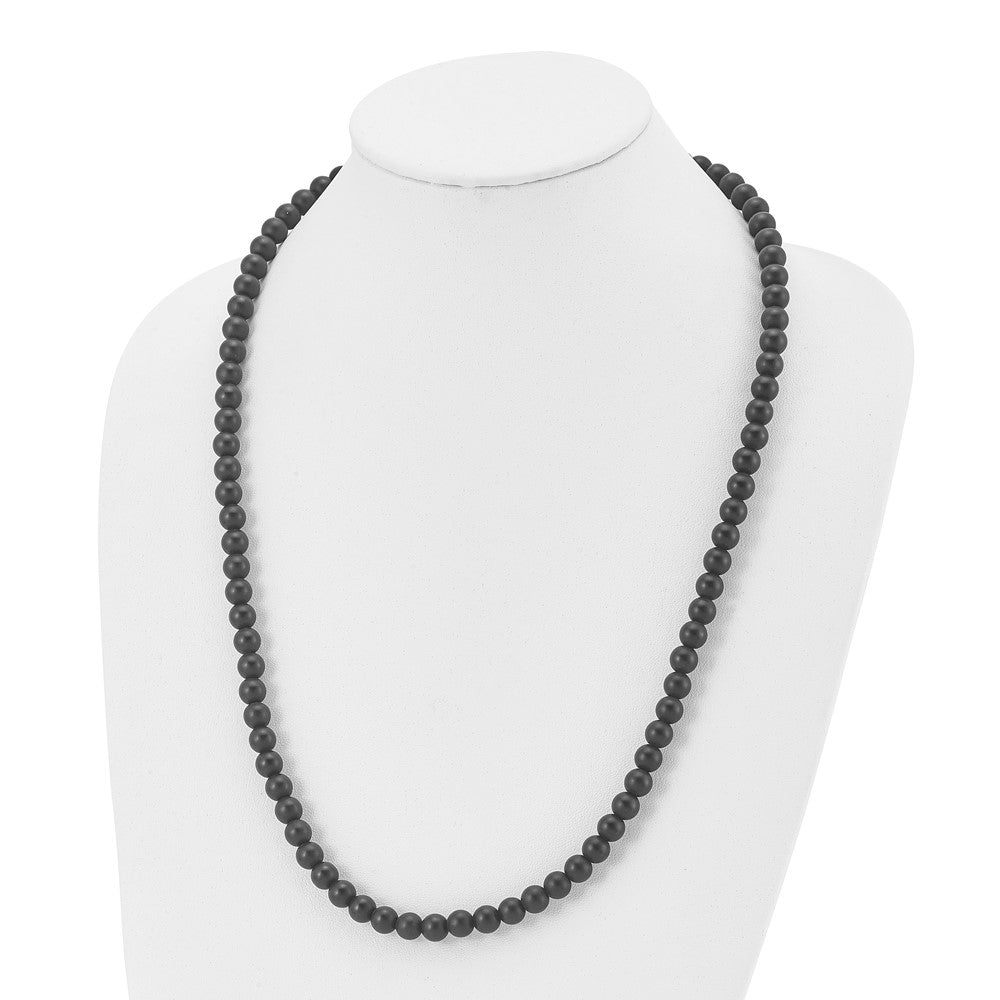 Stainless Steel Brushed Black Agate Antiqued Clasp 27in Necklace
