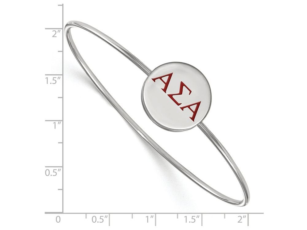 Sterling Silver Official Licensed Greek Sororities Alpha Sigma Alpha (???) Enameled Slip-on Bangle