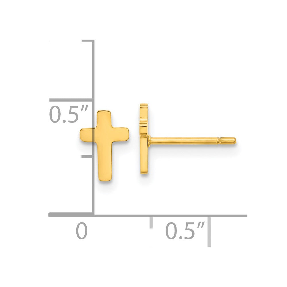 Stainless Steel Polished Yellow IP-plated Cross Earrings
