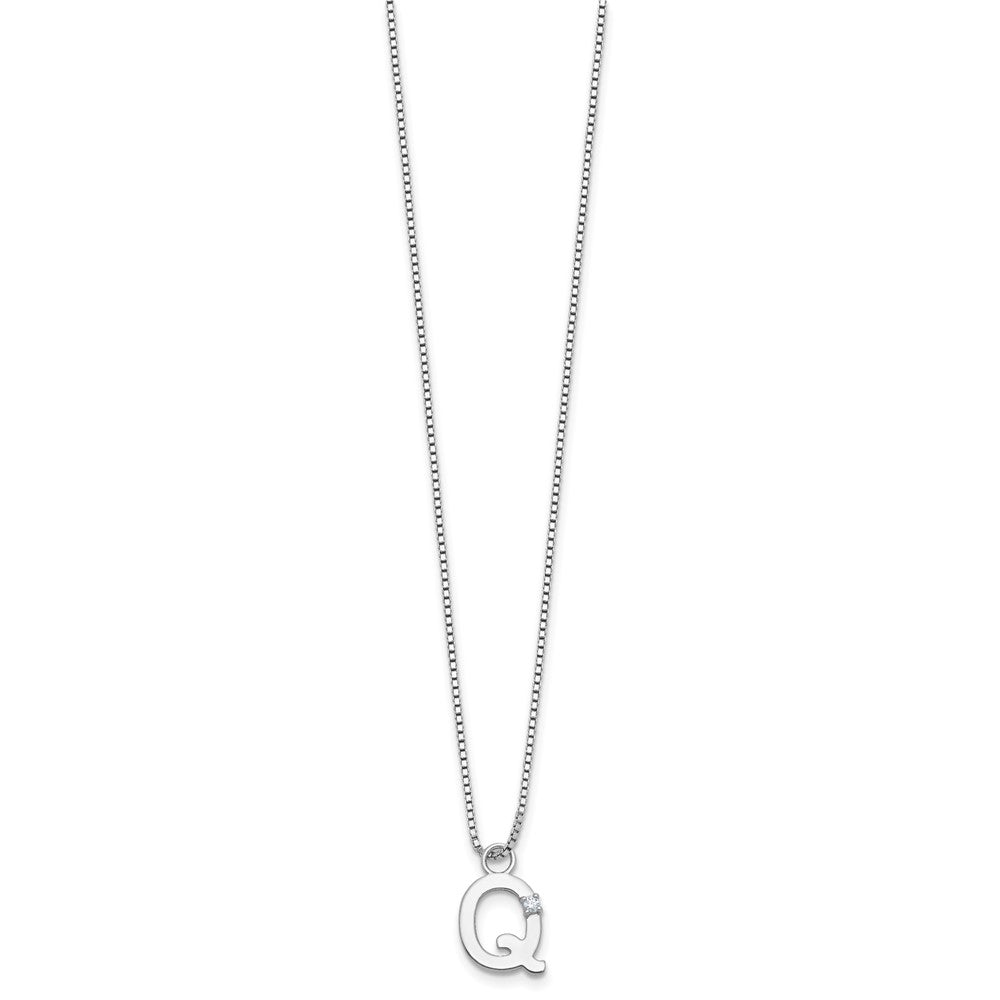 White Ice Sterling Silver Rhodium-plated 18 inch Diamond Letter Q Initial Necklace plus 2 inch Extender 18 Inches