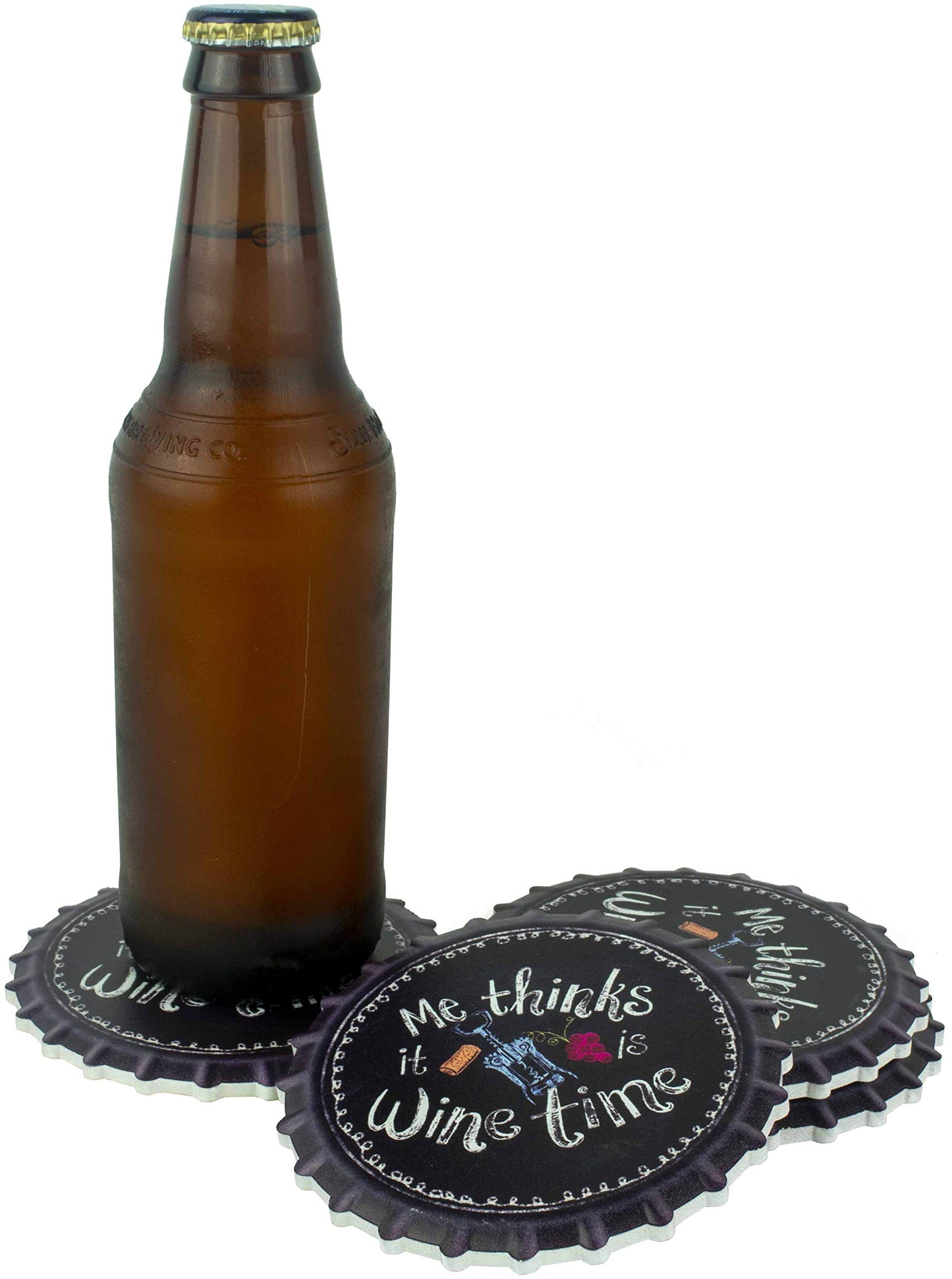 Set of 4 ME THINKS IT IS WINE TIME Resin Coasters QGM22634