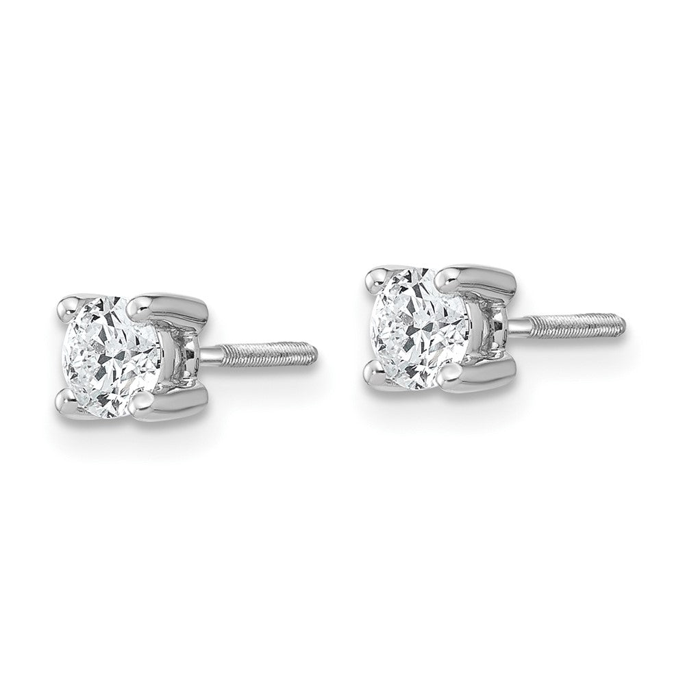 14k White Gold 1/2 ctw Lab Grown Diamond VS/SI+ G+ Round 4 Prong Heavy Wt. Screwback Stud Earrings