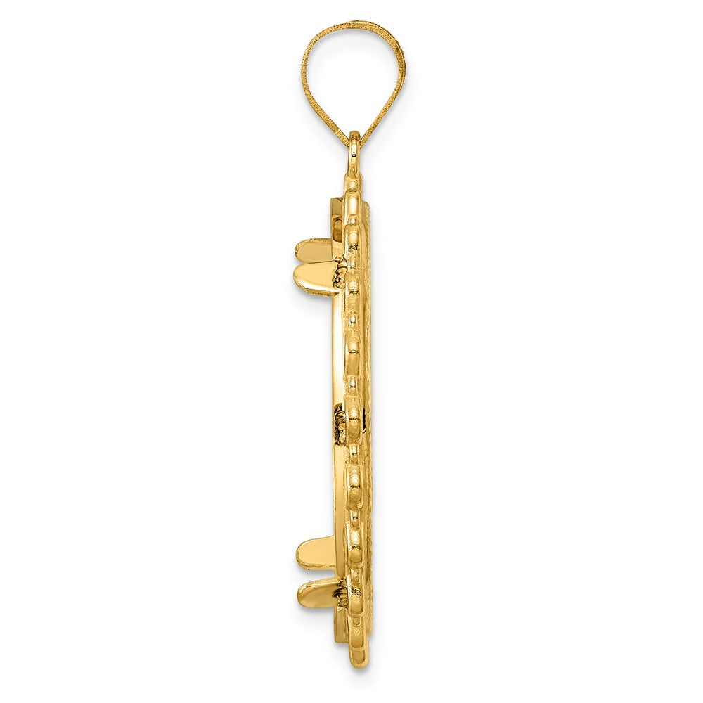 14k Diamond Cut Multi Arch with 27.0mm Prong Coin Bezel Pendant