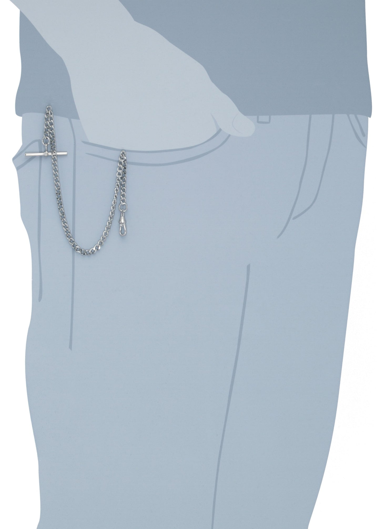 Charles Hubert Stnlss Stl Bar End Pocket Watch Chain
