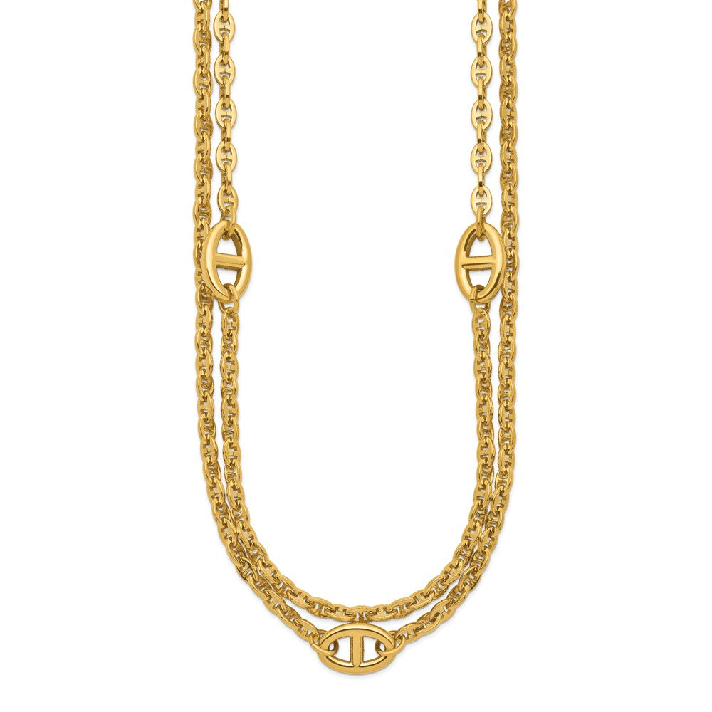 Chisel Stainless Steel Polished Yellow IP-plated Two-Strand Anchor Link 18 inch Plus a 2 inch Extension Necklace
