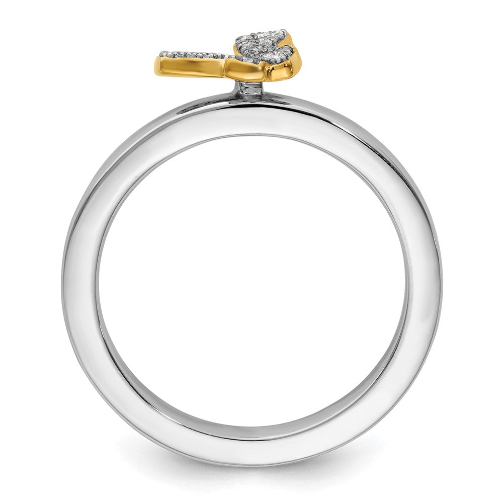 Sterling Silver Stackable Expressions Gold-plate Butterfly Diamond Ring Size -5