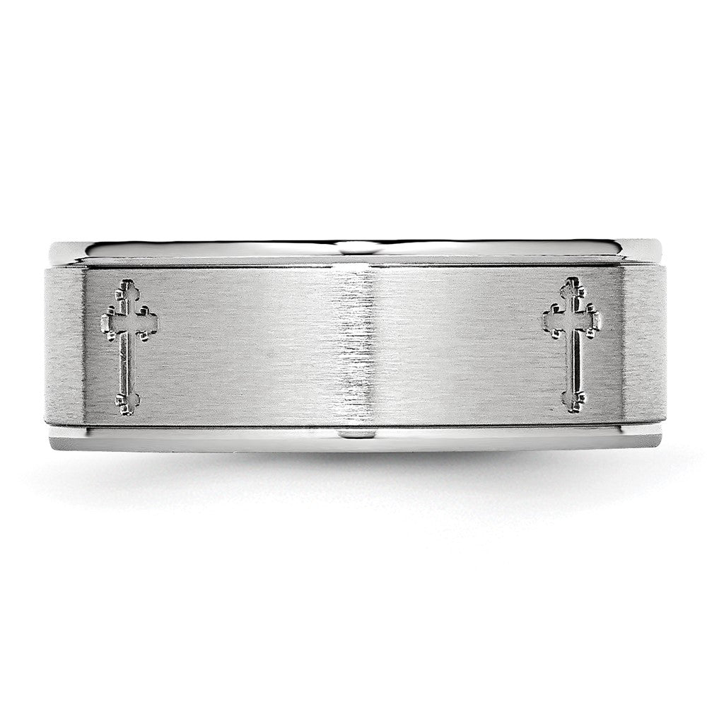 Cobalt Satin and Polished Ridged Edge 8mm Band Size - 10
