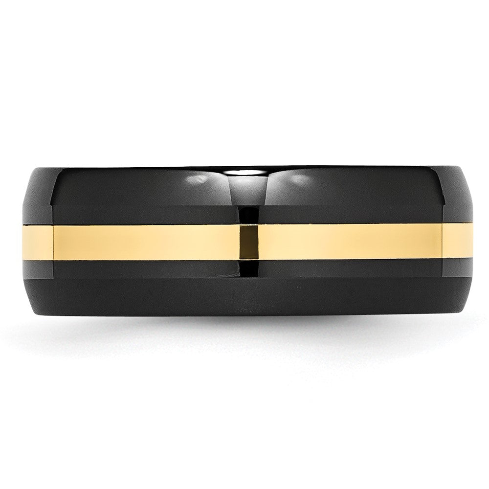 Ceramic Black with 14k Inlay 8mm Polished Band Size - 8