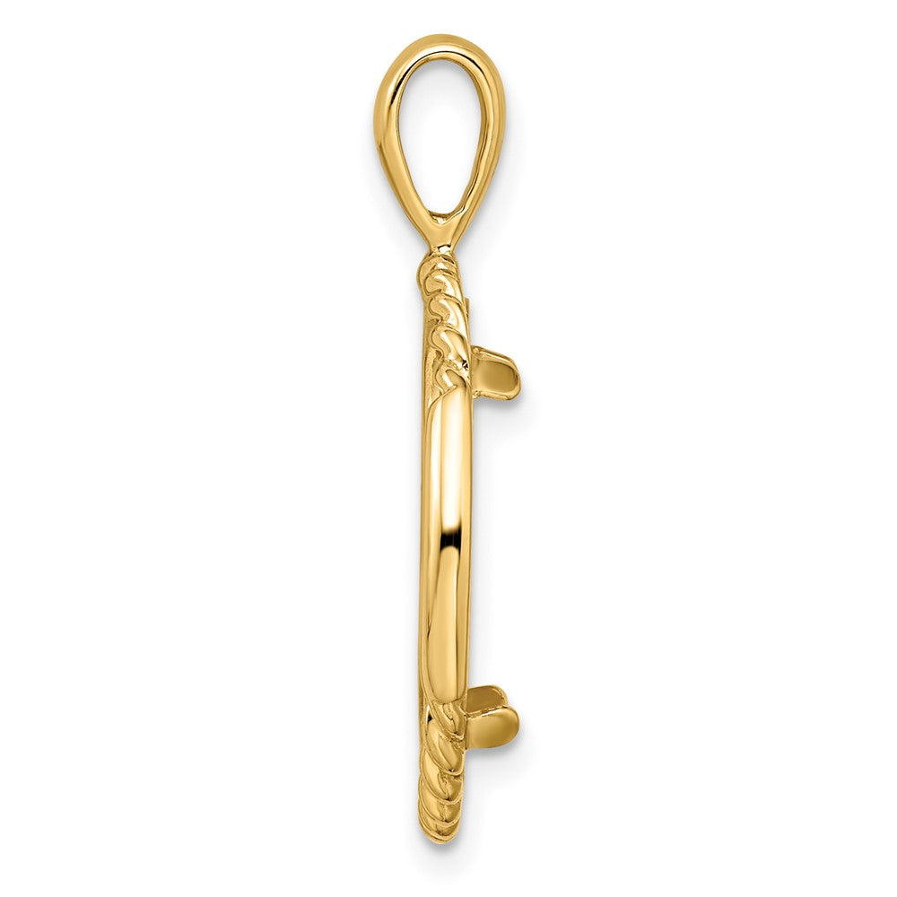 Wideband Distinguished Coin Jewelry 14k Polished and Vertical Double Twisted Prong 16.5mm Coin Bezel Pendant
