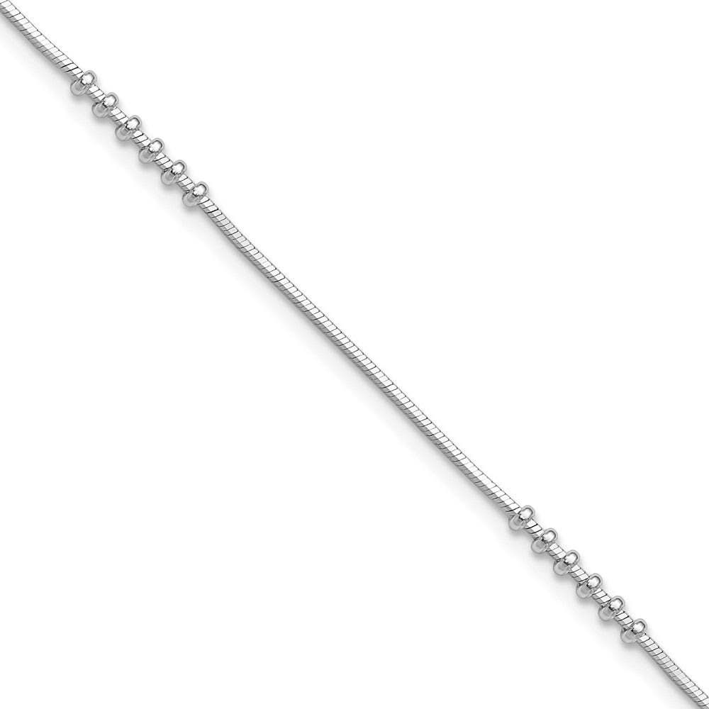 Sterling Silver Rhodium-plated Polished w/.5in extension Anklet 10 inches