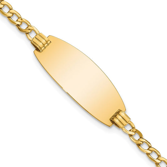 14k Semi-Solid Oval Curb ID Bracelet 7  inches