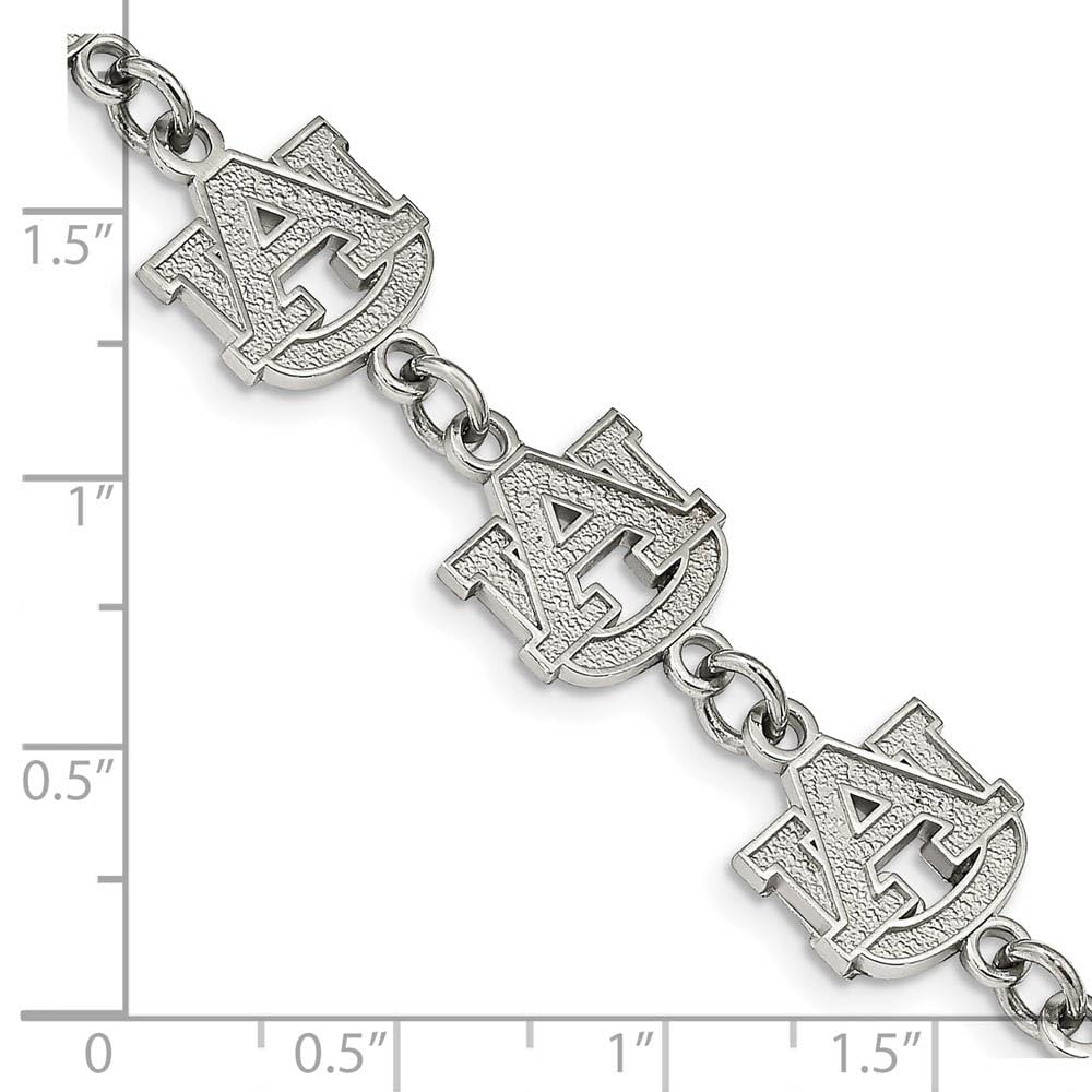 Stainless Steel LogoArt Auburn University A-U Link 6.5 inch Bracelet with 1.5 inch Extender QST515AU