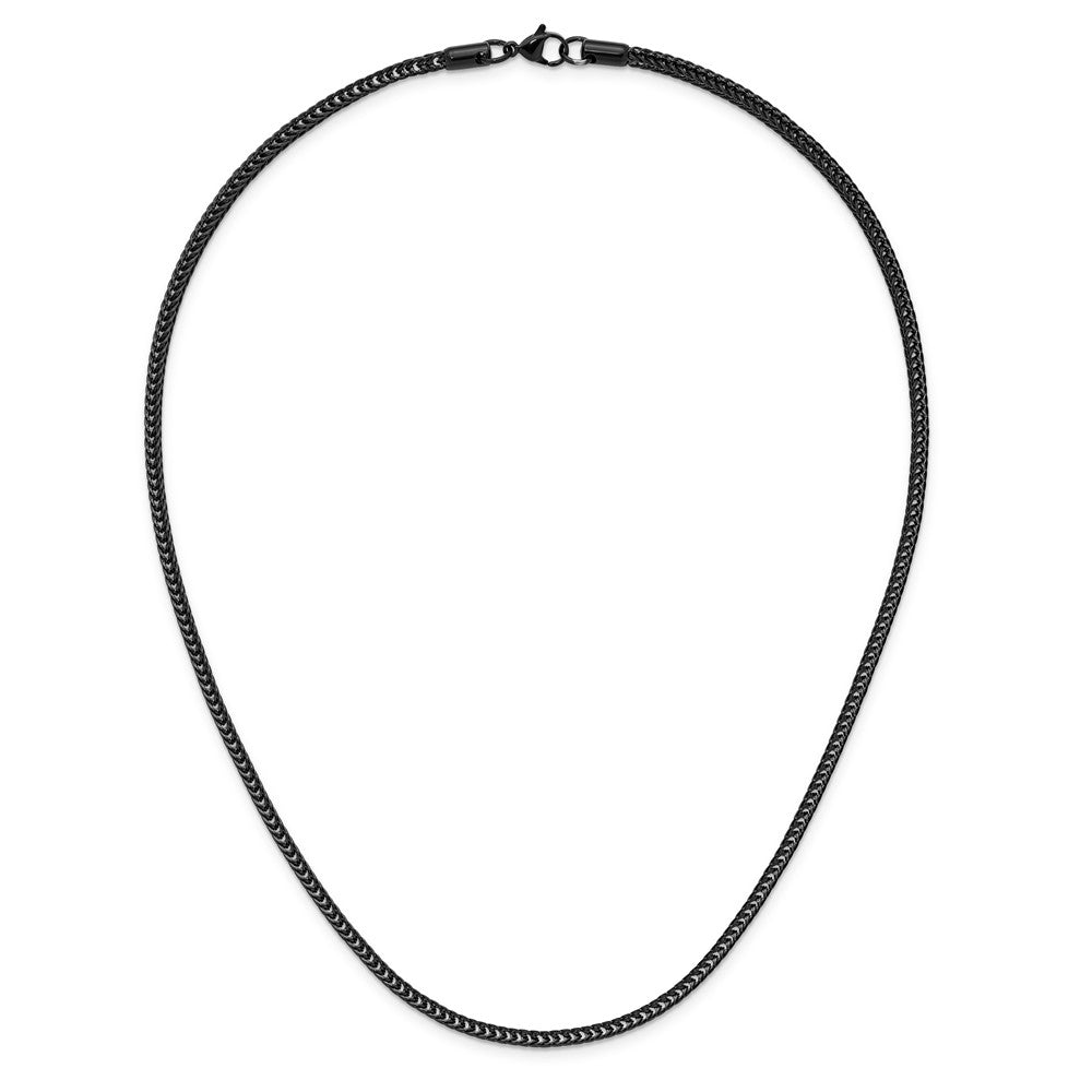 Chisel Stainless Steel Polished Black IP-plated 3.2mm 20 inch Square Wheat Chain