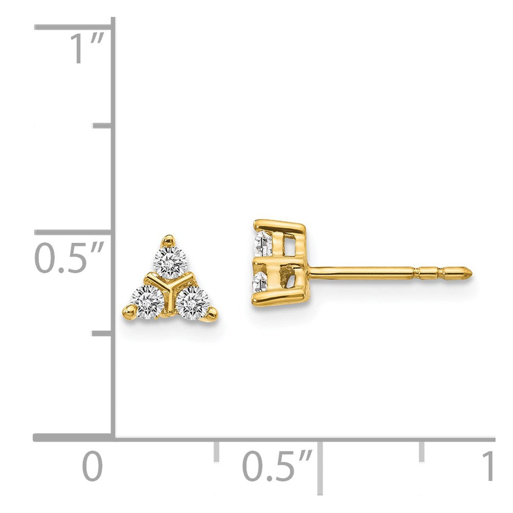 14k 3-stone Diamond Triangle Earrings