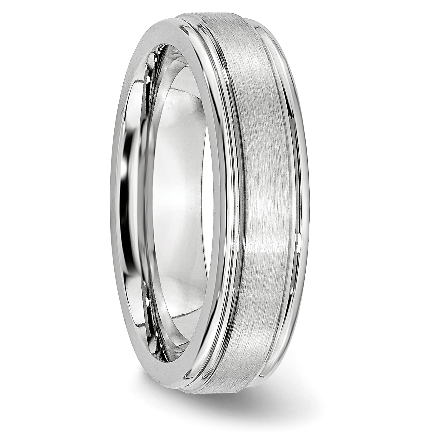 Cobalt Satin and Polished Ridged Edge 6mm Band Size - 7