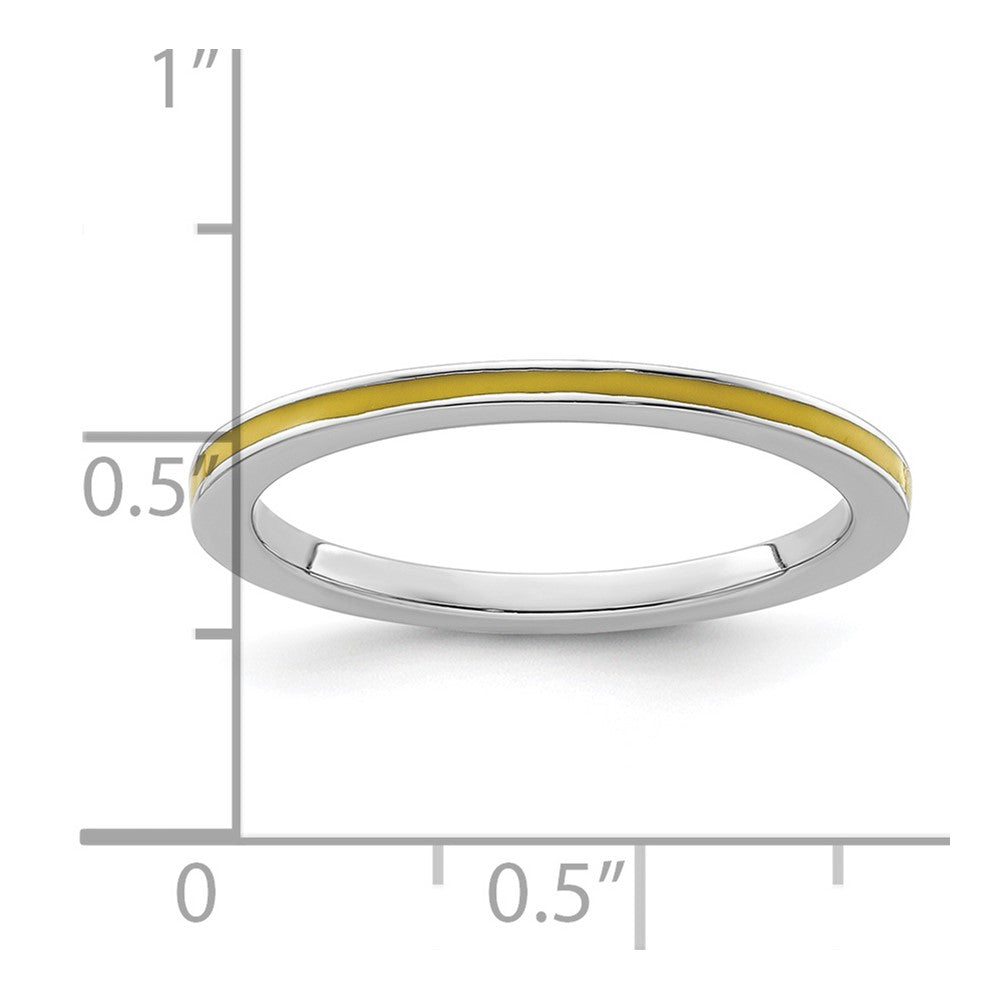 Sterling Silver Stackable Expressions Yellow Enameled 1.5mm Ring Size -8